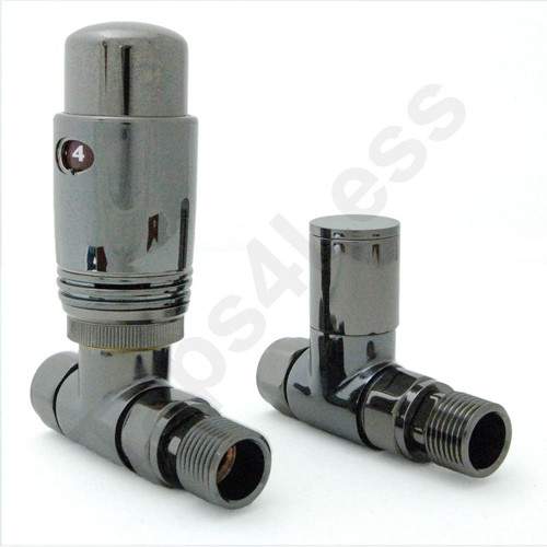 Crown Radiator Valves Thermostatic Straight Radiator Valves (B Nickel).