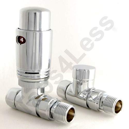 Crown Radiator Valves Thermostatic Straight Radiator Valves (Chrome).