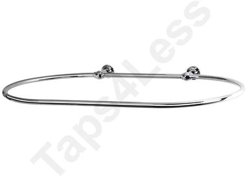 Chrome Rails Oval Shower Curtain Rail With Wall Brackets (Chrome).