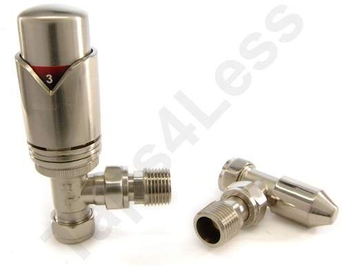 Crown Radiator Valves Thermostatic Angled Radiator Valves (S Nickel).