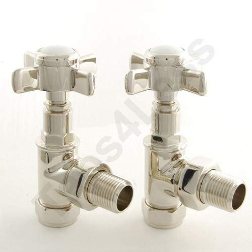 Crown Radiator Valves Westminster Angled Radiator Valves (Nickel).