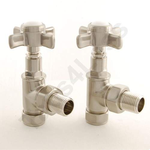 Crown Radiator Valves Westminster Angled Radiator Valves (S Nickel).