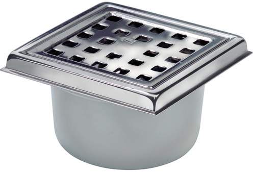 Waterworld Wetroom Gully, Stainless Steel Grate, Bottom Outlet. 100mm.