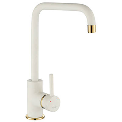Larger image of 1810 Purquartz Cascata Kitchen Tap (Polar White & Gold Brass).