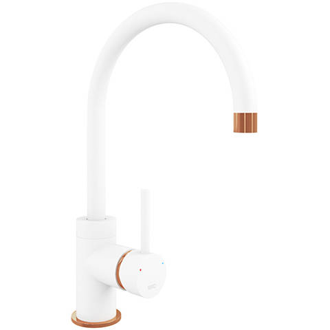 Larger image of 1810 Purquartz Courbe Kitchen Tap (Polar White & Copper).