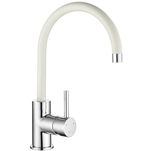 Larger image of 1810 Purquartz Courbe Duo Kitchen Tap (Chrome & White).