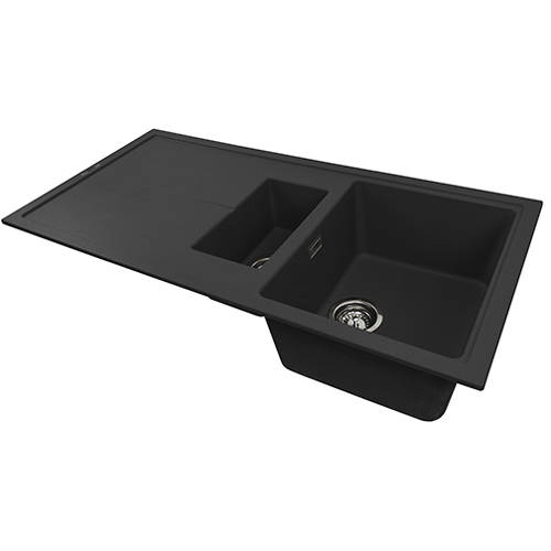 Example image of 1810 Kitchen Sink & Tap Pack, 1.5 Bowl (1000x500, Metallic Black).