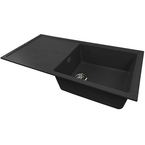 Example image of 1810 Kitchen Sink & Tap Pack, 1.0 Bowl (1000x500, Metallic Black).