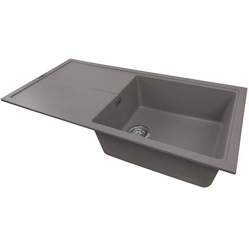Example image of 1810 Kitchen Sink & Tap Pack, 1.0 Bowl (1000x500, Concrete).
