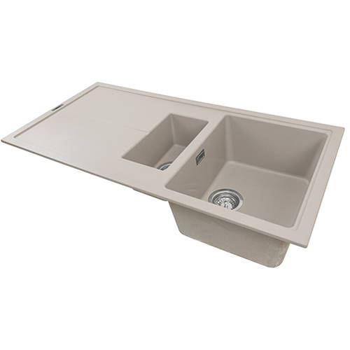 Example image of 1810 Kitchen Sink & Tap Pack, 1.5 Bowl (1000x500, Champagne).