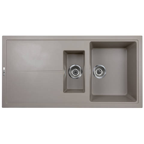 Example image of 1810 Kitchen Sink & Tap Pack, 1.5 Bowl (1000x500, Concrete).