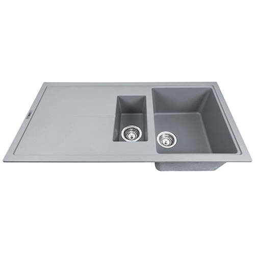 Example image of 1810 Kitchen Sink & Tap Pack, 1.5 Bowl (1000x500, Metallic Grey).
