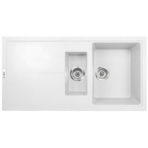 Example image of 1810 Kitchen Sink & Tap Pack, 1.5 Bowl (1000x500, Polar White).