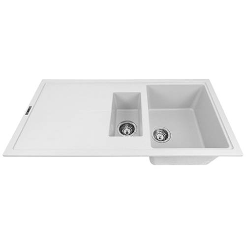 Example image of 1810 Kitchen Sink & Tap Pack, 1.5 Bowl (1000x500, Polar White & Black).
