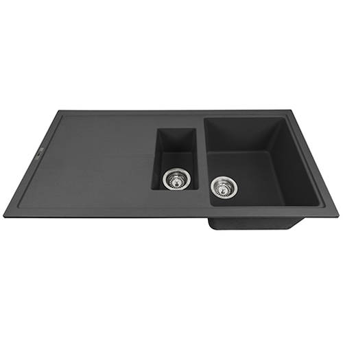 Example image of 1810 Kitchen Sink & Tap Pack, 1.5 Bowl (1000x500, Black & Polar White).