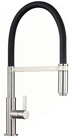 Larger image of 1810 Spirale Single Lever Rinser Kitchen Tap (Brushed Steel & Black).