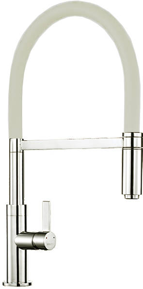 Larger image of 1810 Spirale Single Lever Rinser Kitchen Tap (Brushed Steel & Latte).