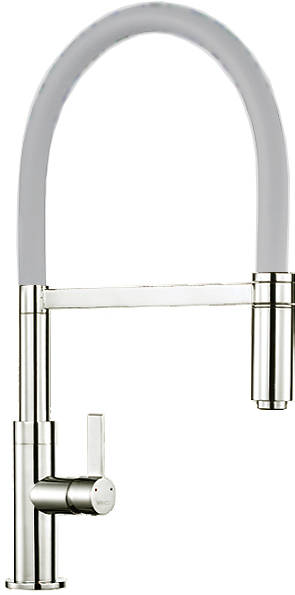 Larger image of 1810 Spirale Single Lever Rinser Kitchen Tap (Brushed Steel & Light Grey).