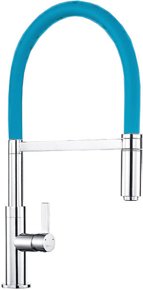 Larger image of 1810 Spirale Single Lever Rinser Kitchen Tap (Chrome & Blue).