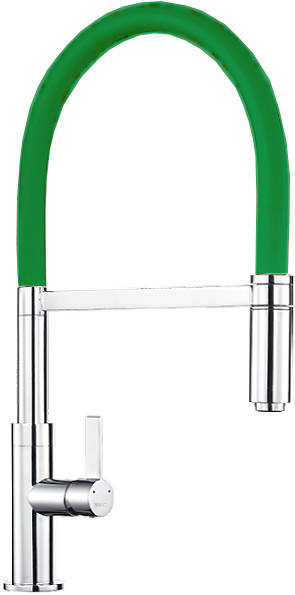 Larger image of 1810 Spirale Single Lever Rinser Kitchen Tap (Chrome & Green).