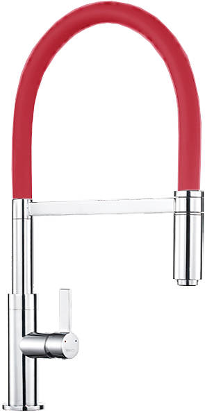 Larger image of 1810 Spirale Single Lever Rinser Kitchen Tap (Chrome & Red).