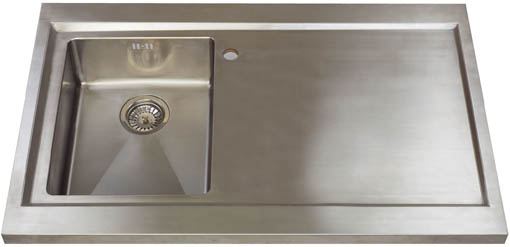 Larger image of Astracast Sink Bistro 1.0 bowl sit on work centre with right hand drainer & extras.