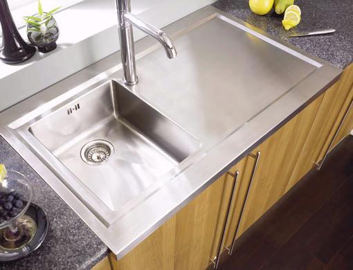 Example image of Astracast Sink Bistro 1.0 bowl sit on work centre with right hand drainer & extras.