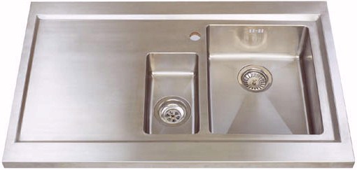 Larger image of Astracast Sink Bistro 1.5 bowl sit on work centre with left hand drainer & extras.