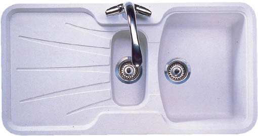 Larger image of Astracast Sink Korona 1.5 bowl granite rok opal white composite kitchen sink.