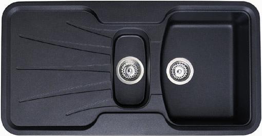 Larger image of Astracast Sink Korona 1.5 bowl rok metallic black composite kitchen sink.