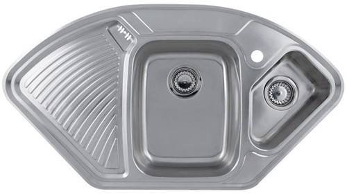 Larger image of Astracast Sink Lausanne Deluxe stainless steel corner kitchen sink.