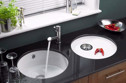 Example image of Astracast Sink Lincoln round undermount ceramic kitchen bowl.
