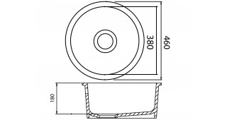 Technical image of Astracast Sink Lincoln round undermount ceramic kitchen bowl.