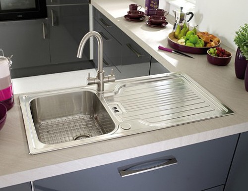 Example image of Astracast Sink Montreux 1.0 bowl brushed stainless steel kitchen sink & Extras.