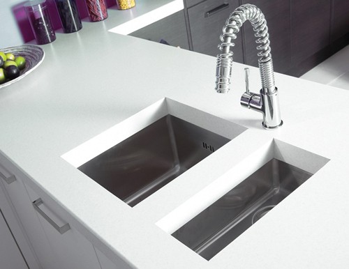 Example image of Astracast Sink Onyx half bowl brushed steel flush inset kitchen sink.