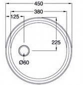 Technical image of Astracast Sink Onyx inset round kitchen drainer in polished steel finish.