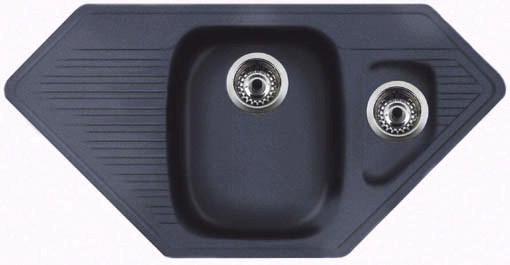 Larger image of Astracast Sink Vector 1.5 bowl black composite corner kitchen sink.