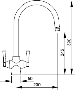 Technical image of Abode Gosford Twin Lever Kitchen Tap (English Gold).