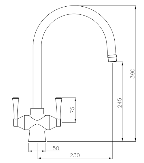 Technical image of Abode Ratio Single Lever Pull Out Kitchen Tap (Chrome).