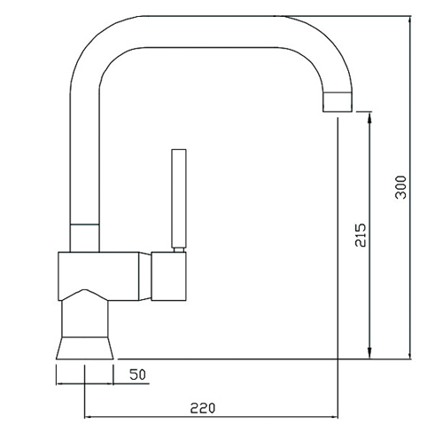 Technical image of Abode Tuscana Single Lever Kitchen Tap (Chrome).