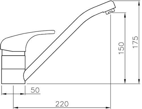 Technical image of Abode Ursa Single Lever Kitchen Tap (Chrome).