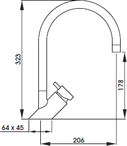 Technical image of Abode Diagon Monobloc Kitchen Tap With Swivel Spout (Stainless Steel).