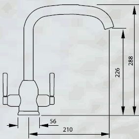 Technical image of Abode Tate Monobloc Kitchen Tap With Swivel Spout (Brushed Nickel).