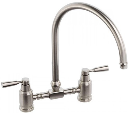Larger image of Abode Hargrave Swan Neck Bridge Kitchen Tap (Brushed Nickel).