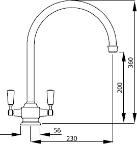 Technical image of Abode Hargrave Kitchen Tap With Swivel Spout (Brushed Nickel).