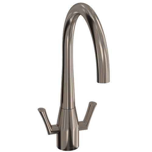 Example image of Abode Fluid Twin Lever Kitchen Tap With Swivel Spout (Brushed Nickel).