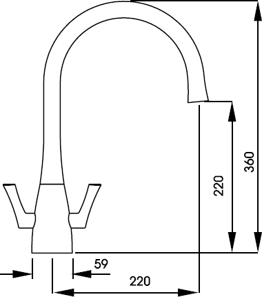 Technical image of Abode Fluid Twin Lever Kitchen Tap With Swivel Spout (Brushed Nickel).