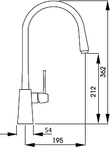 Technical image of Abode Decadence Single Lever Kitchen Tap (Chrome).