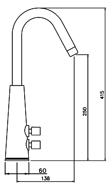 Technical image of Abode Diviso Monobloc Kitchen Tap With Swivel Spout (Chrome).