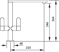 Technical image of Abode Linear Monobloc Kitchen Tap With Swivel Spout (Brushed Nickel).